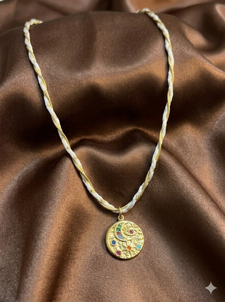 B Luxe Celestial Weaver Anti-Tarnish Medallion Necklace