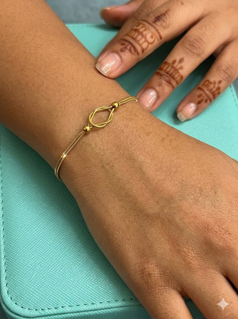 B Luxe Infinite Knot Anti-Tarnish Dual-Strand Hand Chain Bracelet