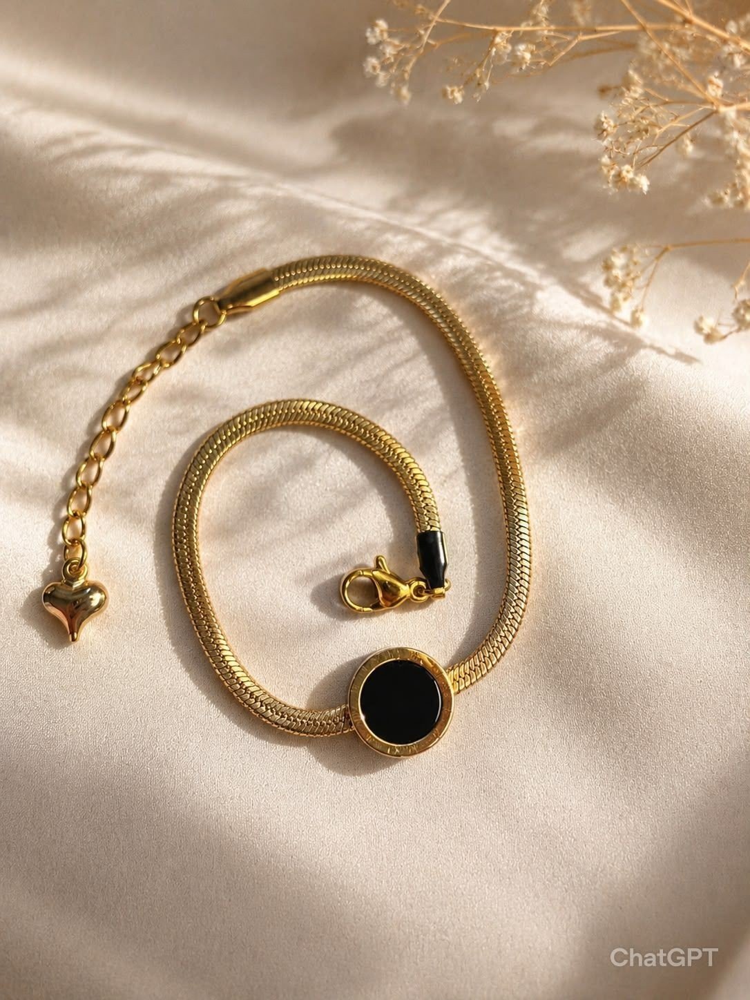 Black coin bracelet for woman
