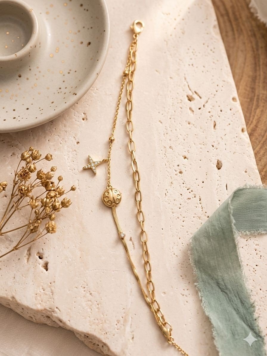 gold plated charm bracelete for woman