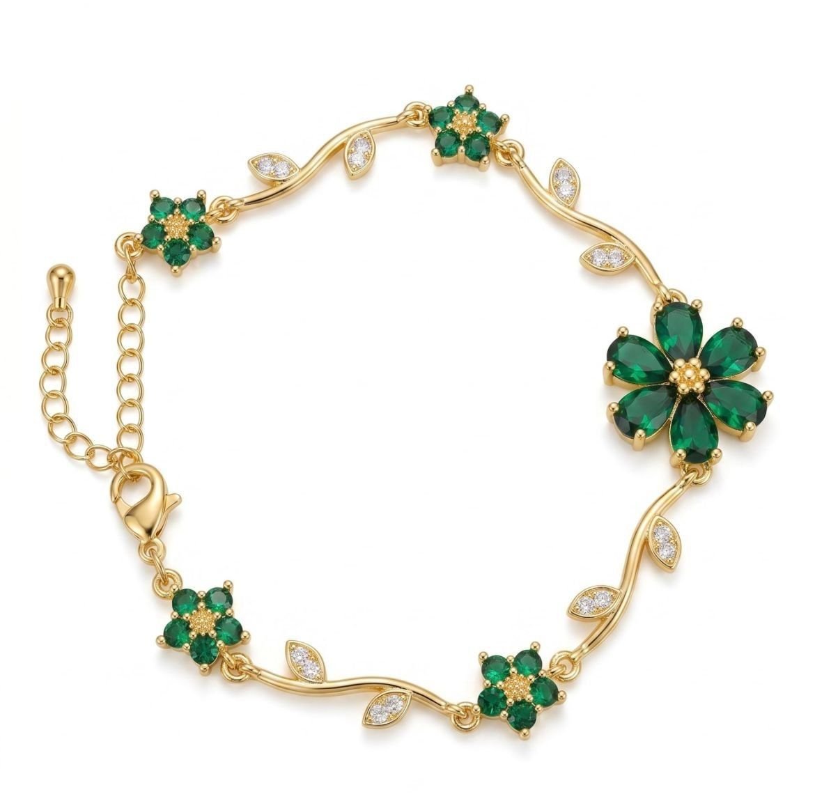 Floral Anti tarnish bracelet for woman green colour