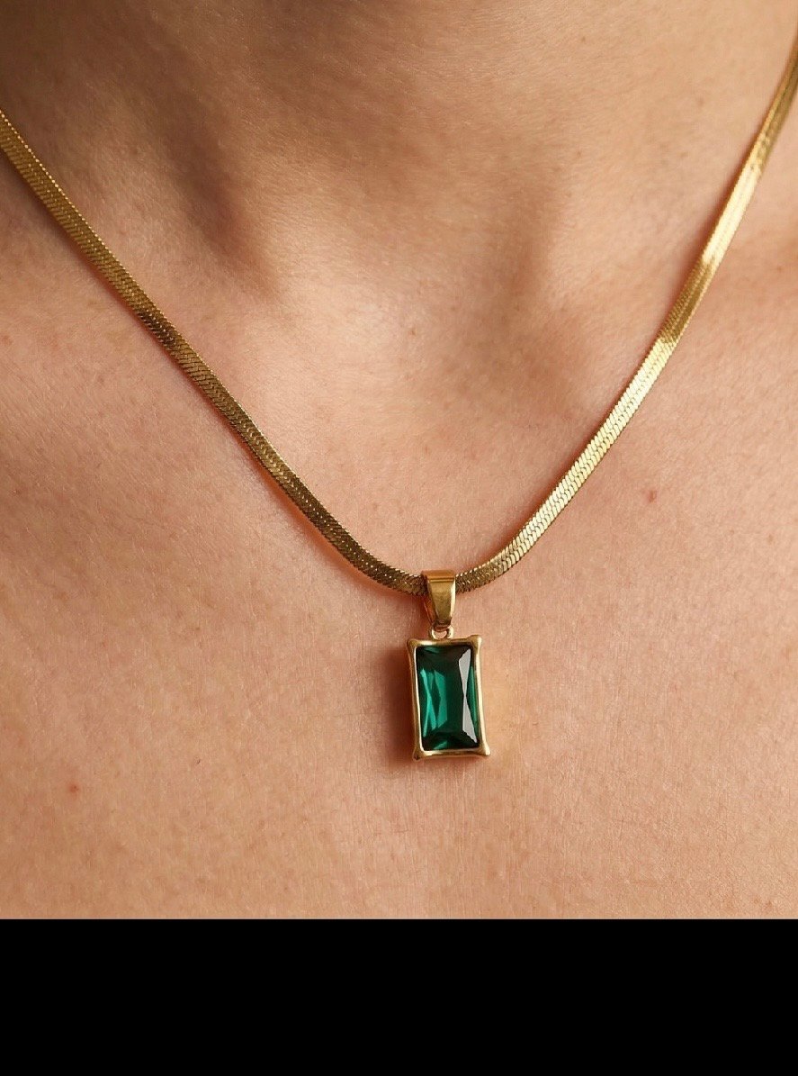 Emerald stone locket pendant