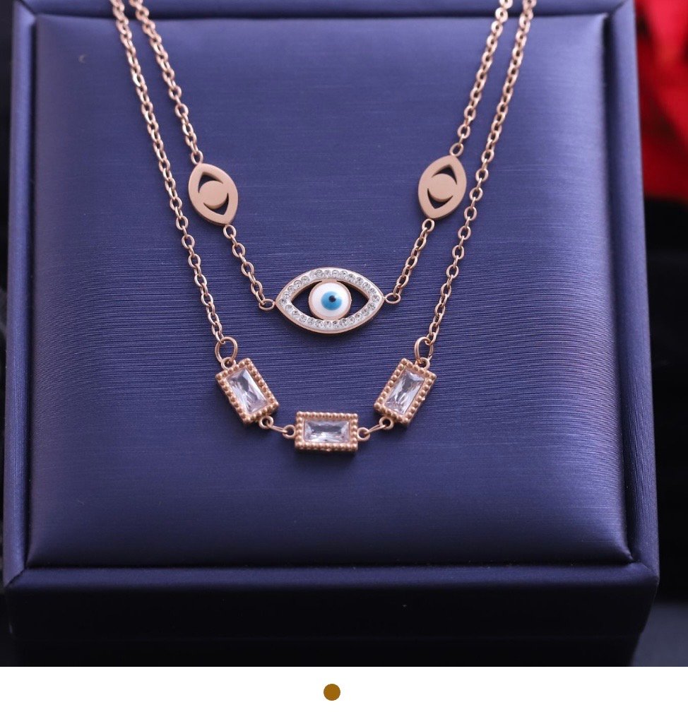Trending geometric layered chain with evil eye details