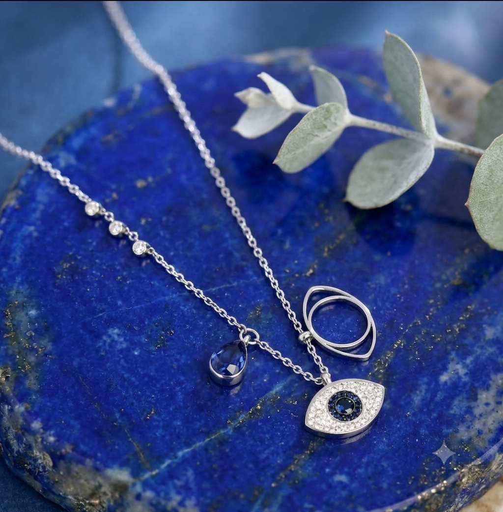 Statement wear evil eye pendant in silver
