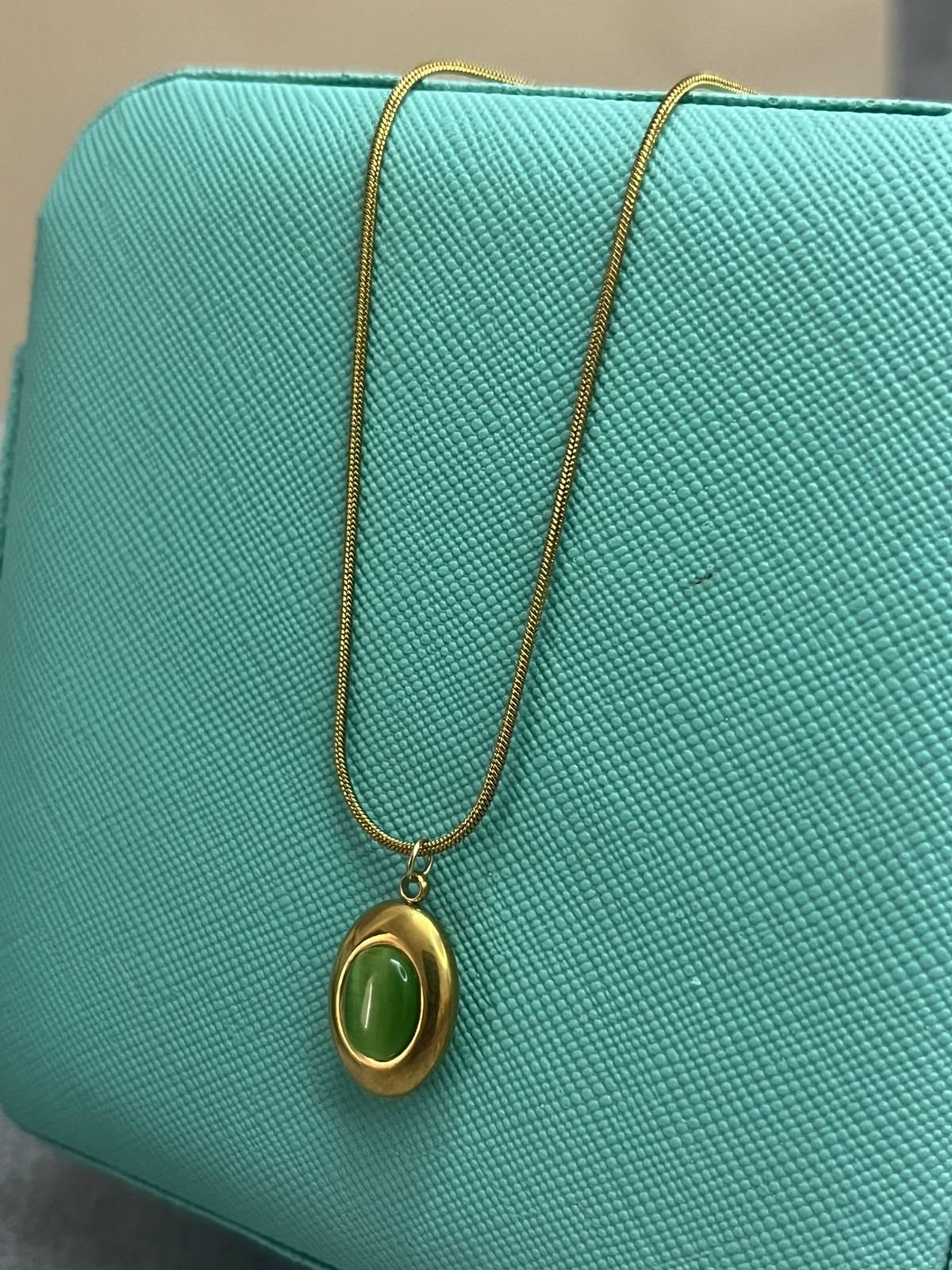 Oval Cat Eye Pendant Green image 3