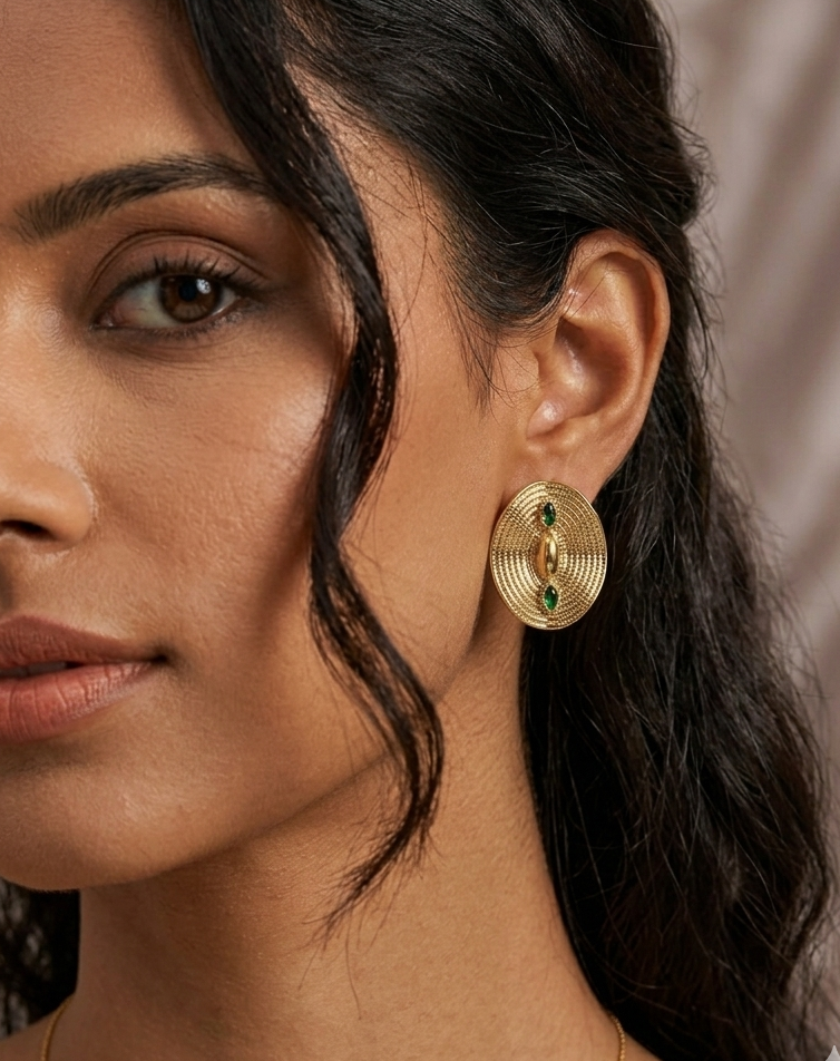 Tribal textured Malabar Marquise Studs image 4