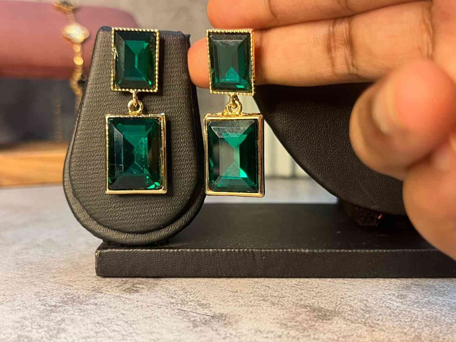 Emerald statement earrings image 3