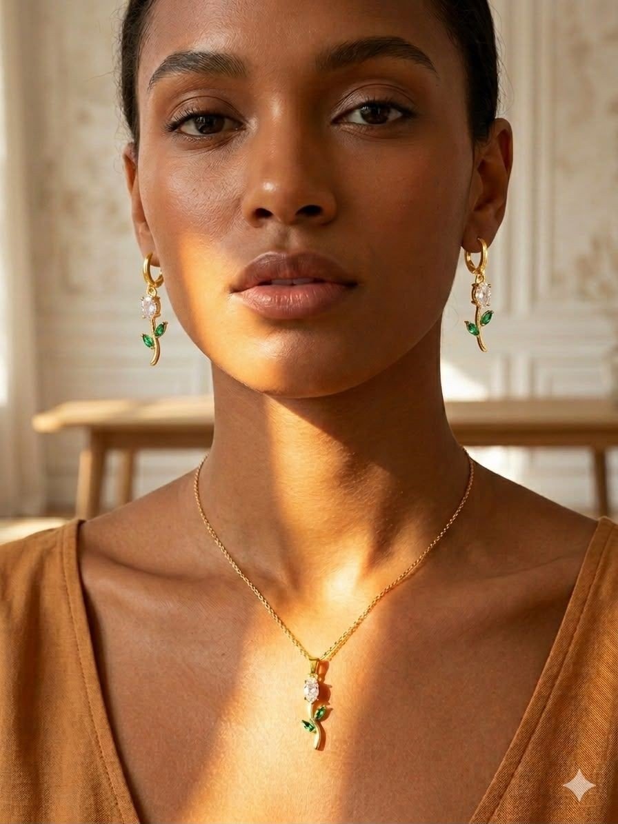 tulip combo set of earring and pendant image 3