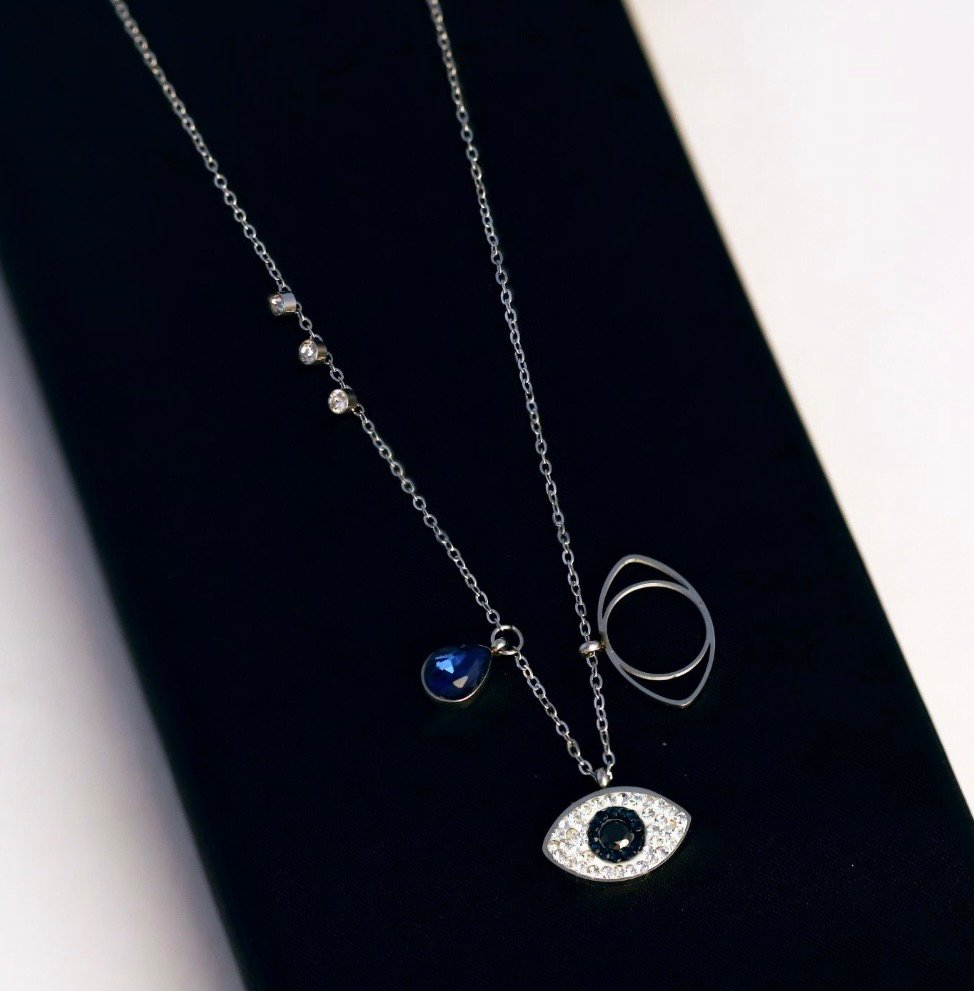 Statement wear evil eye pendant in silver image 2